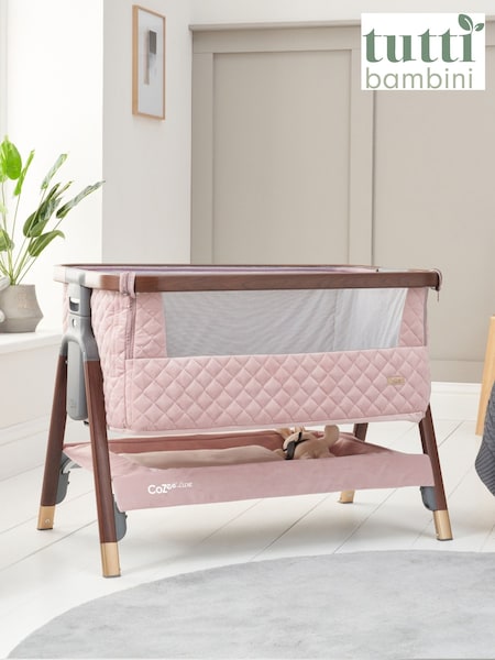 Tutti Bambini Walnut and Blush CoZee Luxe Bedside Crib (W81506) | £225