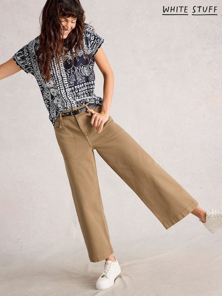 White Stuff Brown Tia Wide Leg Crop Jeans (W81638) | £59
