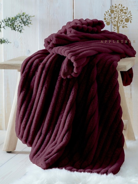 Appletree Burgundy Morritz Faux Fur Bedspread (W81768) | £40