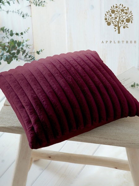 Appletree Burgundy Morritz Faux Fur Filled Cushion (W81911) | £16