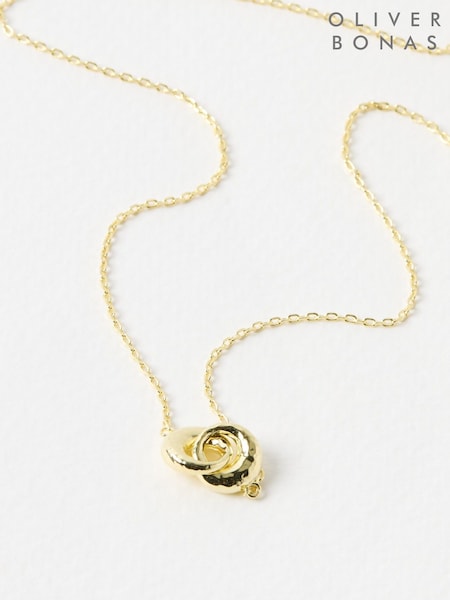 Oliver Bonas Gold Tone Sade Hammered Loop Pendant Necklace (W82339) | £58