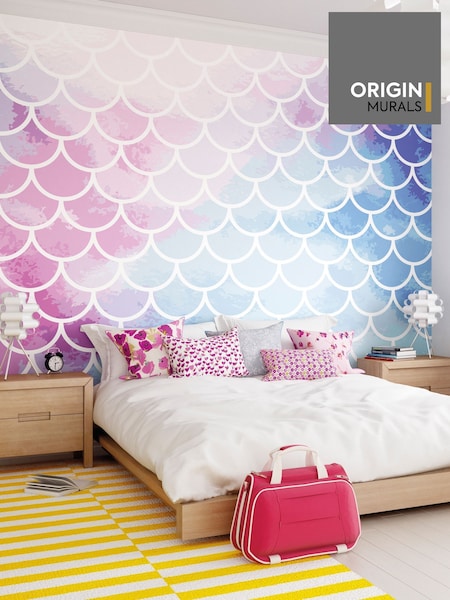 Origin Murals Pastel Watercolour Mermaid Scales 3.5M x 2.8M Wall Mural (W82526) | £73