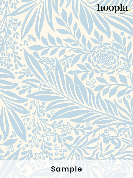 Hoopla Walls Wedgewood Blue Ditsy Leaf Stripe A4 Wallpaper Sample (W82544) | £1