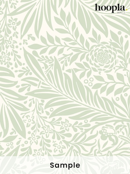 Hoopla Walls Sage Ditsy Leaf Stripe A4 Wallpaper Sample (W82549) | £1