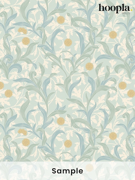 Hoopla Walls Duckegg Blue Floral Print Trail A4 Wallpaper Sample (W82550) | £1