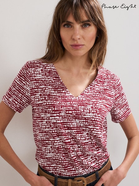 Phase Eight Red Alice Spot Print Top (W82699) | £39