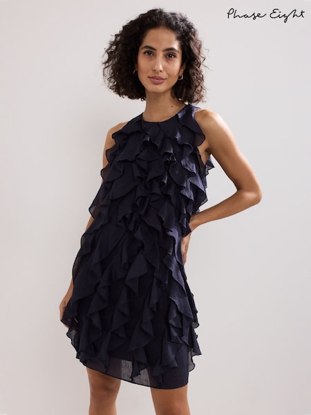 Phase Eight Blue Latara Ruffle Dress (W82700) | £139