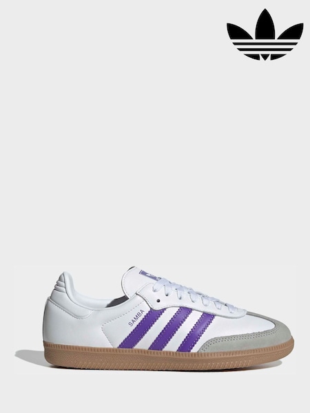 adidas Originals White/Purple Samba Og Trainers (W82712) | £100