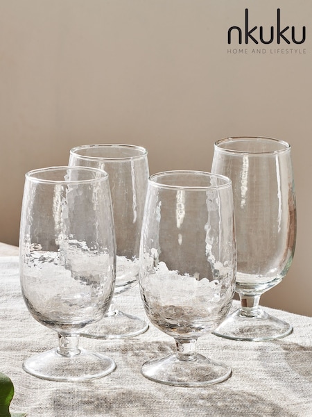 Nkuku Clear Yala Hammered Glass (W82844) | £52