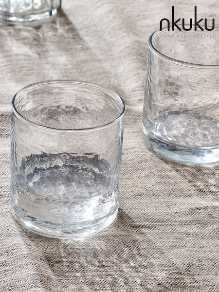 Nkuku Clear Yala Hammered Tumbler Glass (W82855) | £42