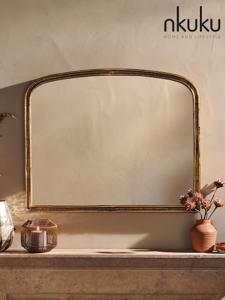 Nkuku Brass Almora Arched Mirror (W82860) | £330