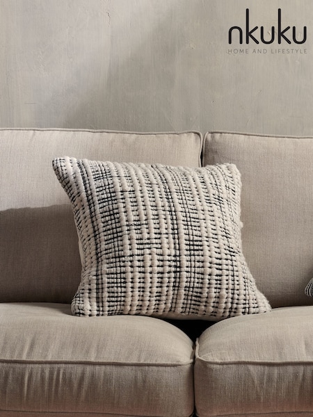Nkuku White Mika  Sqaure Cushion Cover (W82866) | £55