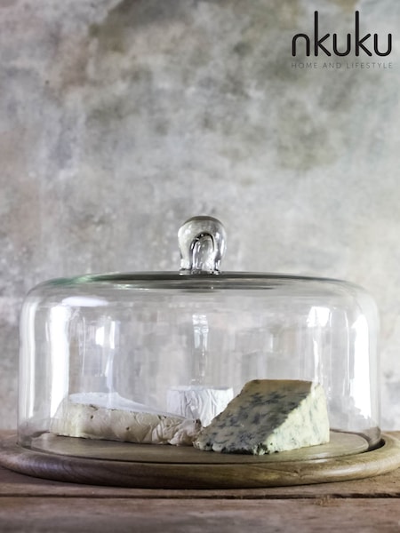 Nkuku Clear Glass Cake Dome Stand (W82868) | £90