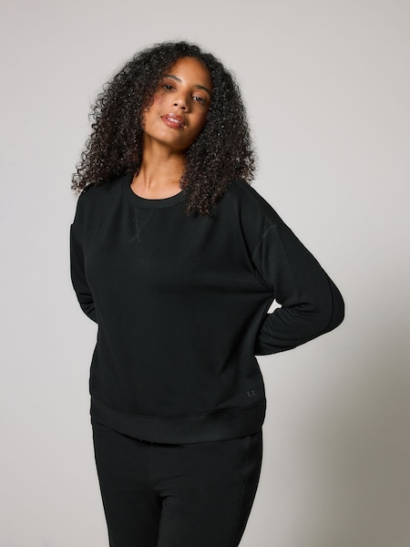 LOVALL Black Luxe Lounge Crew Neck Sweatshirt (W83022) | £0