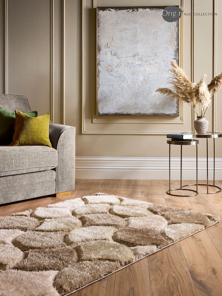 Origin Rug Collection. Neutral 3D Scallop Shaggy Rug (W83189) | £65 - £210