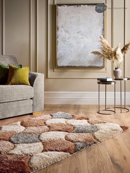 Origin Rug Collection. Terracotta 3D Scallop Shaggy Rug (W83196) | £65 - £210