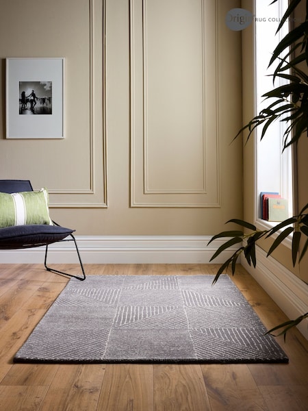 Origin Rug Collection. Charcoal Geometric Rug (W83227) | £95 - £465