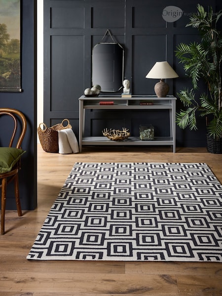 Origin Rug Collection. Black or White Labyrinth Rug (W83234) | £90 - £435