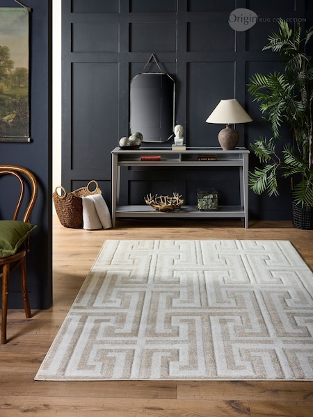Origin Rug Collection. Beige or Cream Greek Key Rug (W83235) | £50 - £240