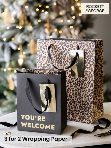 Rockett St George Set of 2 Black/Animal Slogan Gift Bags (W83303) | £7