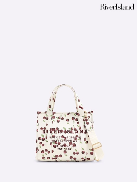 River Island Cream Print Embroidered Tote Bag (W83360) | £42