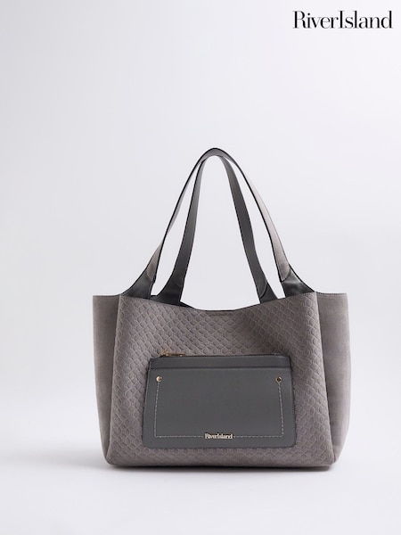 River Island Grey Pocket Embossed Shopper Bag (W83380) | £46