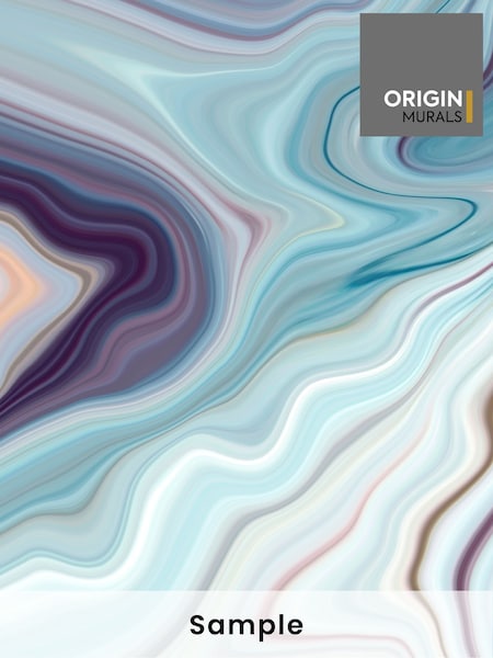 Origin Murals Soft Teal Marbled Ink Matte Non Woven A3 Mural Sample (W83579) | £1