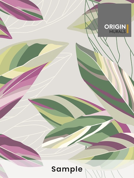 Origin Murals Grey Botanical Calathea Leaves Non Woven A3 Mural Sample (W83589) | £1