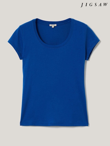 Jigsaw Blue Supima Cotton Scoop Neck T-Shirt (W83636) | £35