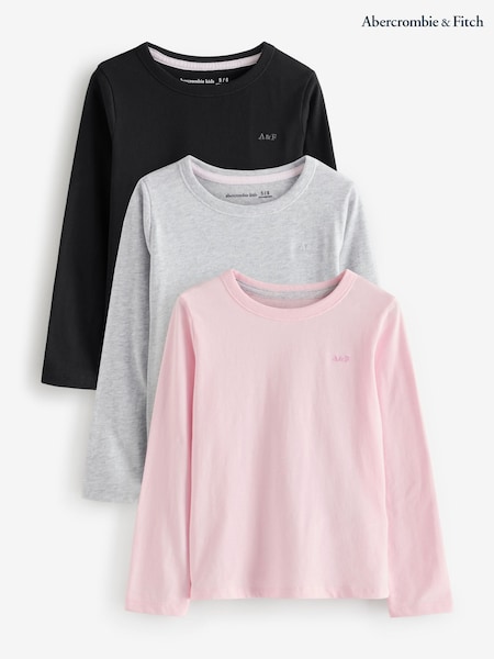 Abercrombie & Fitch Pink Long Sleeve T-Shirts 3 Pack (W83767) | £55