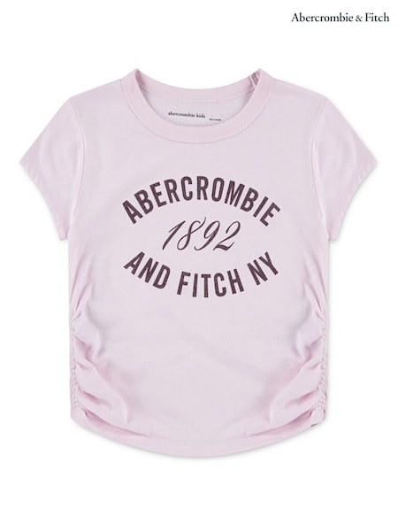 Abercrombie & Fitch Pink Logo Ruched T-Shirt (W83785) | £20