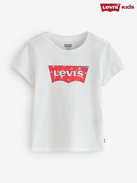 Levi's® White Floral Print Batwing Logo Short Sleeve T-Shirt (W84107) | £18 - £20