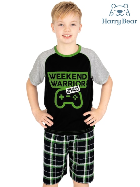 Harry Bear Black Gaming Weekend Warrior Short Pyjamas (W84243) | £14