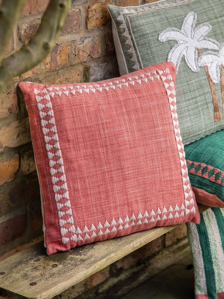 Gallery Direct Orange Suki Embroider Border Apricot Cushion (W84289) | £24