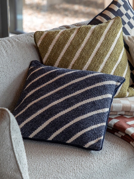 Gallery Direct Blue Freya Stripe Woven Cushion (W84292) | £36