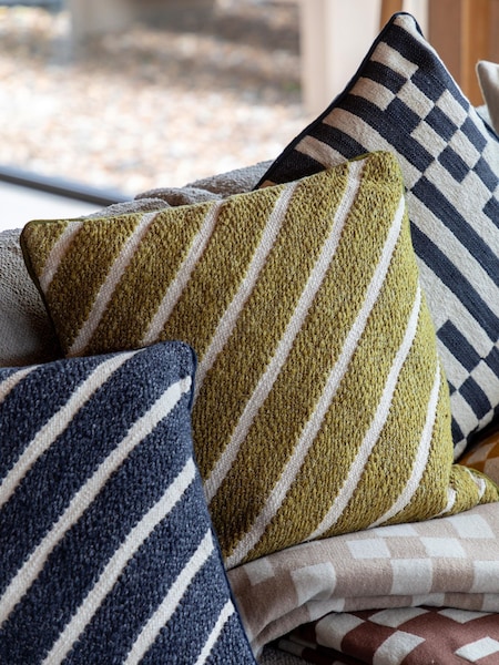 Gallery Direct Green Freya Stripe Woven Cushion (W84311) | £36