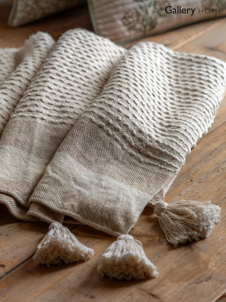 Gallery Direct Taupe Nara Textured Stripe Throw (W84320) | £36