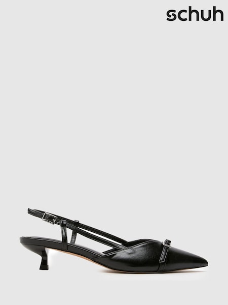 Schuh Sybill Buckle Kitten Print Black Shoes (W84410) | £35