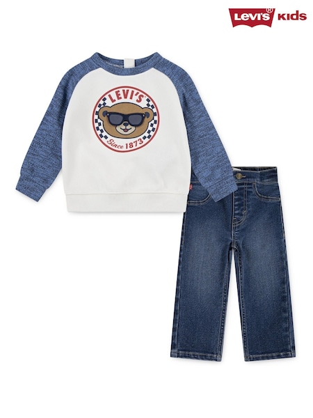 Levi's® Blue Baby Raglan T-Shirt & Jeans 2 Piece Set (W84421) | £40