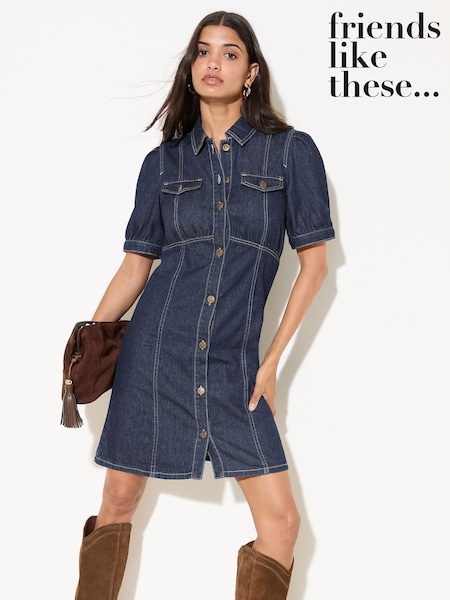 Friends Like These Rinse Wash Seamed Detail Mini Dress (W84539) | £54