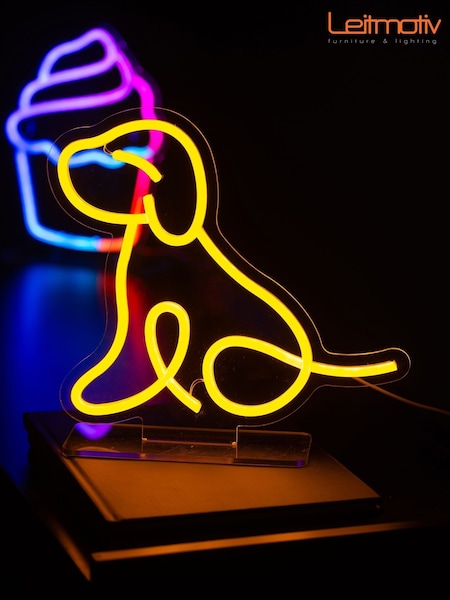 Leitmotiv Yellow Neon Sitting Dog Light (W84549) | £34