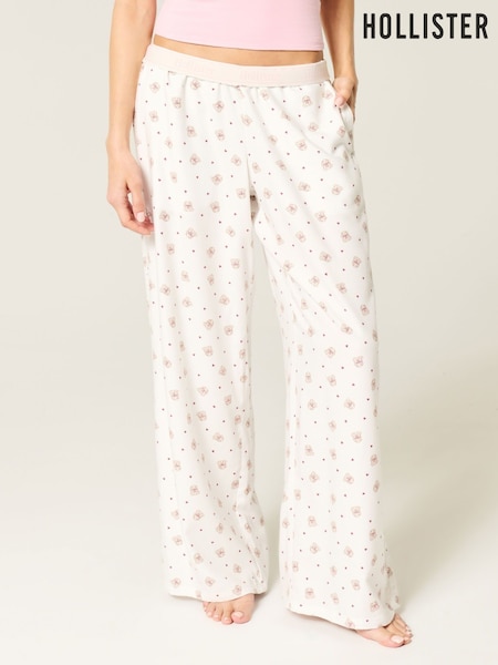 Hollister White Baggy Flannel Pyjama Trousers (W84637) | £28 - £36