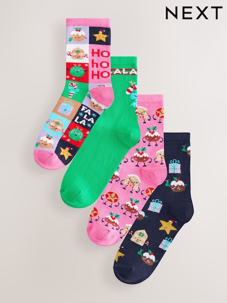 Bright Fun Christmas Ankle Socks 4 Pack (W84739) | £10