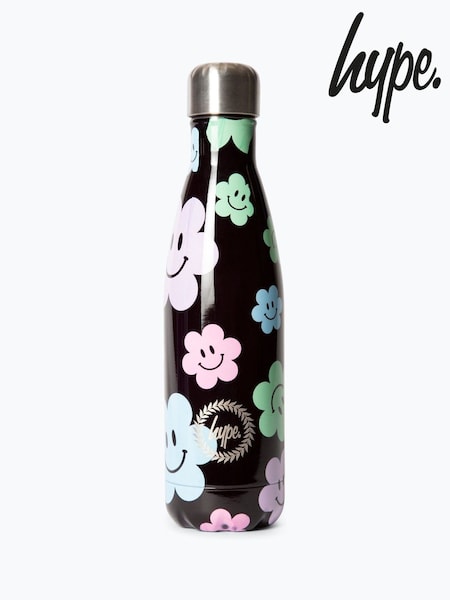 Hype Girls Happy Flowers Thermal Black Water Bottle (W84757) | £18