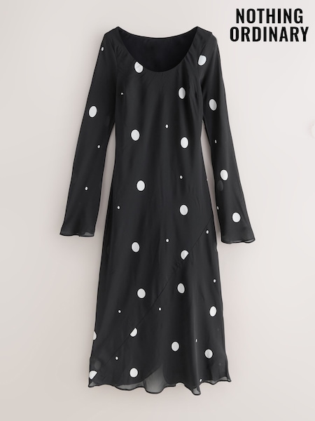 Nothing Ordinary Black/White Spot Scoop Midi Dress (W84769) | £109