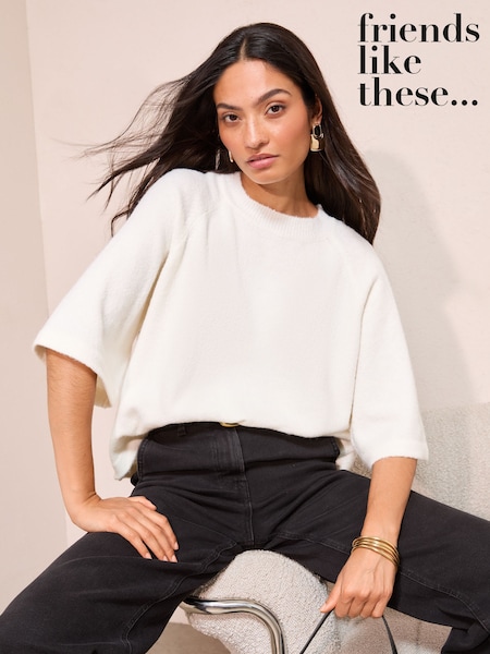 Friends Like These Cream Knitted Top (W84957) | £34