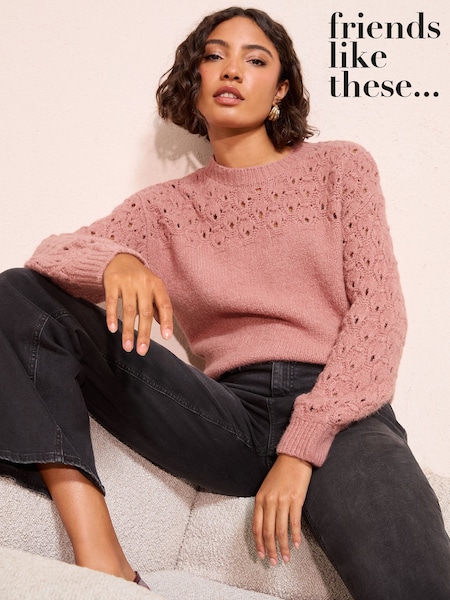 Friends Like These Pink Pointelle Stitch Jumper (W84985) | £38