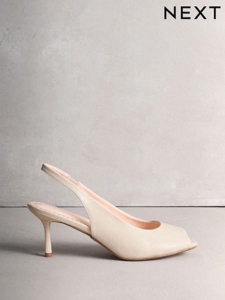Ivory Forever Comfort® Peeptoe Slingback Heels (W85056) | £36