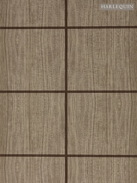Harlequin Walnut Gloss Wood Blocks Kasuri Wallcoverings 10M Wallpaper (W85127) | £102