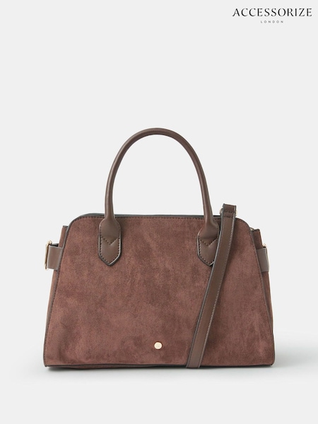 Accessorize Brown Suedette Bowler Bag (W85238) | £35